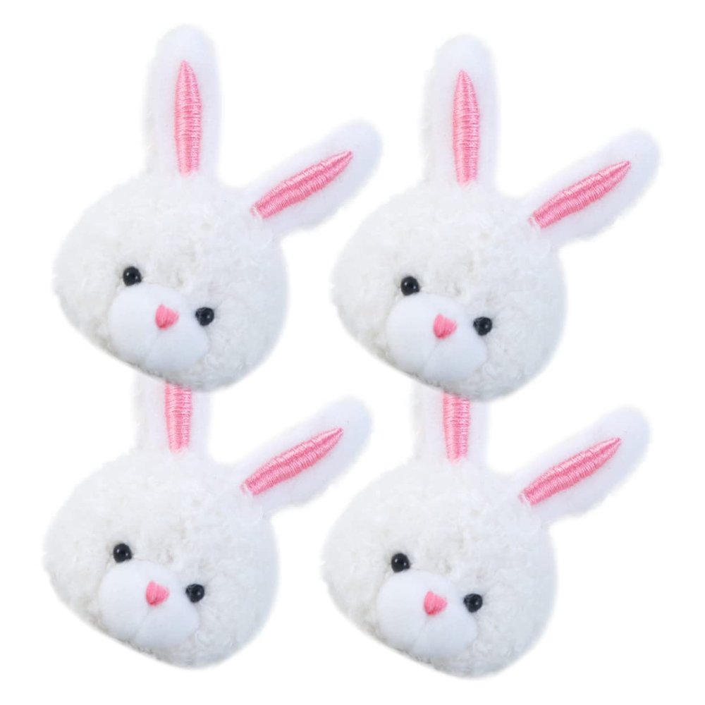 AKOOSY 4pcs Plush Rabbit Brooch Cute Diy Hair Band Accessories Soft Stuffed Bunny Charms for Clothes Bags and Crafts Plush Toy Embellishments