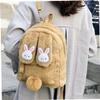 AKOOSY 4pcs Plush Rabbit Brooch Cute Diy Hair Band Accessories Soft Stuffed Bunny Charms for Clothes Bags and Crafts Plush Toy Embellishments view 3