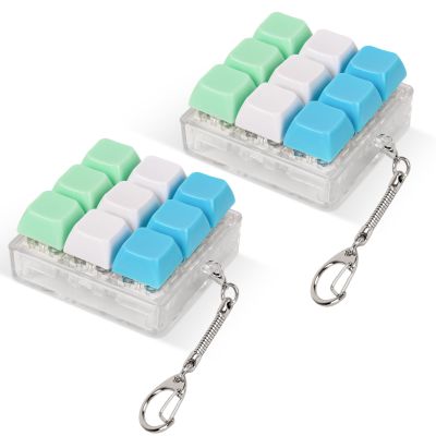 2 Pcs Keyboard Fidget Toy, Fidget Clicker Keyboard Keychain, 9 Keys Loud Keyboard Fidget for Adult to Relife Stress Pass Time