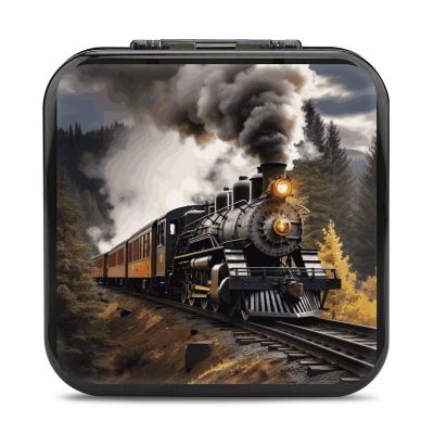 QMNBTES Steam Train Switch Game Case Switch Game Holder Cartridge Case Storage 24 Games & 2 Micro Sd Card Slots, Travel Carry Cases, Portable Games Card Storage, Hard Shell, Buckle Closure