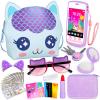 Toddler Play Purse for Little Girls, 30PCS Kids Purse with Pretend Play Princess Toys Includes Crossbody Bag, Phone, Wallet, Cat Sunglasses, Hair Clip, Kids Toy Birthday Gift Toy for Girls 3 4 5 6+ view 1