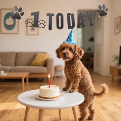 1st Dog Birthday Banner with Paw Prints Pre-Strung Dog Party Decor Easy Setup for Indoor/Outdoor Celebrations - Perfect for Pet Owners, Lovers