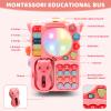 DELUTIQUE Baby Bus Toy for 1 Year Old Girl Gifts, Montessori Musical Bus Toy for Baby 12-18 Months, Baby Piano Drums for Toddlers 1-3, Shape Sort Toys 1st Birthday Gifts for Girls view 2