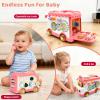 DELUTIQUE Baby Bus Toy for 1 Year Old Girl Gifts, Montessori Musical Bus Toy for Baby 12-18 Months, Baby Piano Drums for Toddlers 1-3, Shape Sort Toys 1st Birthday Gifts for Girls view 4