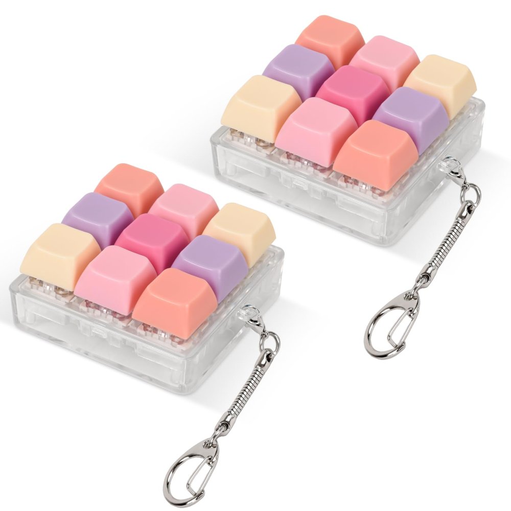 2 Pcs Keyboard Fidget Toy, Keyboard Fidget Clicker for Adults Relieve Stress and Anxiety Decompression Keyboard Fidget Keychain