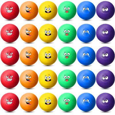 Jerify 30 Pcs 6.3 Inch Dodgeballs Playground Balls Bulk Colorful Emotion Handball Kickball Bouncy Balls for Indoor Outdoor Games Gym Camps Picnic Beach School