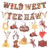 28pcs Cowboy Party Banners, Wild West Cowboy Rodeo Party Banners Hanging Swirls Western Themed Decorations for Boy Girl Birthday Baby Shower Decor Supplies view 1