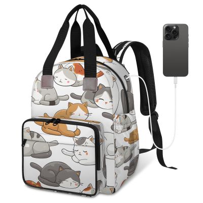 KOBLEN Funny Cat Diaper Bag Backpack Baby Essentials Travel Tote Bag with Insulated Pockets Multi-functional Diaper Bags Organizer Bag for Women Men