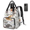 KOBLEN Funny Cat Diaper Bag Backpack Baby Essentials Travel Tote Bag with Insulated Pockets Multi-functional Diaper Bags Organizer Bag for Women Men view 1