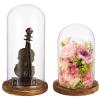 2 PCS Glass Cloche Display Dome with Wooden Base, 7.5/10 Inch Glass Display Cloche Dome, Clear Glass Dome Showcase for Flowers, Art Pieces, Collectibles, Keepsakes, Home Office Decor (2PCS) view 1