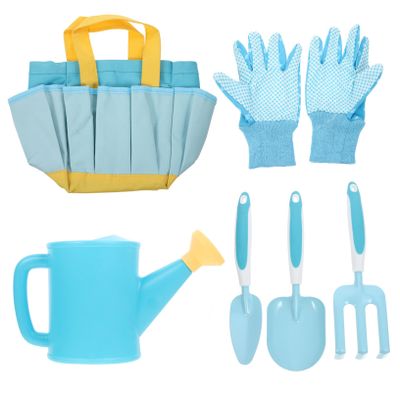 PERSELOSO 1Set Gardening Tools Outdoor Gardening Kit for Boys with Shovel Rake Watering Can and Storage Bag Plastic Tools for Little Hands Present for Young
