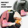 Black Cat with Pink Polka Dots Car Seat Back Kick Protectors,2 Pack Kick Mats with Storage Pockets for Vehicles to Protect from Dirt Mud Scratches view 4