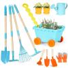 GNAYUIJ Kids Gardening Tools Set with Wheelbarrow Outdoor Educational Toy,Shovel, Rake, Watering Can,Beach,Garden,Backyard Farm Digging Toys for 3+Years Old Boys Girls Toddler Birthday Gift view 1
