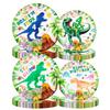 120ps Dinosaur 4th Birthday Decorations Boy Roar Im Four Jungle T-rex Dinosaur 4 Rex Dino Plates Napkins and Cups Forks Dino Bday Party Supplies Decor for 4 years old Boy Serve 24 (green four rex) view 4