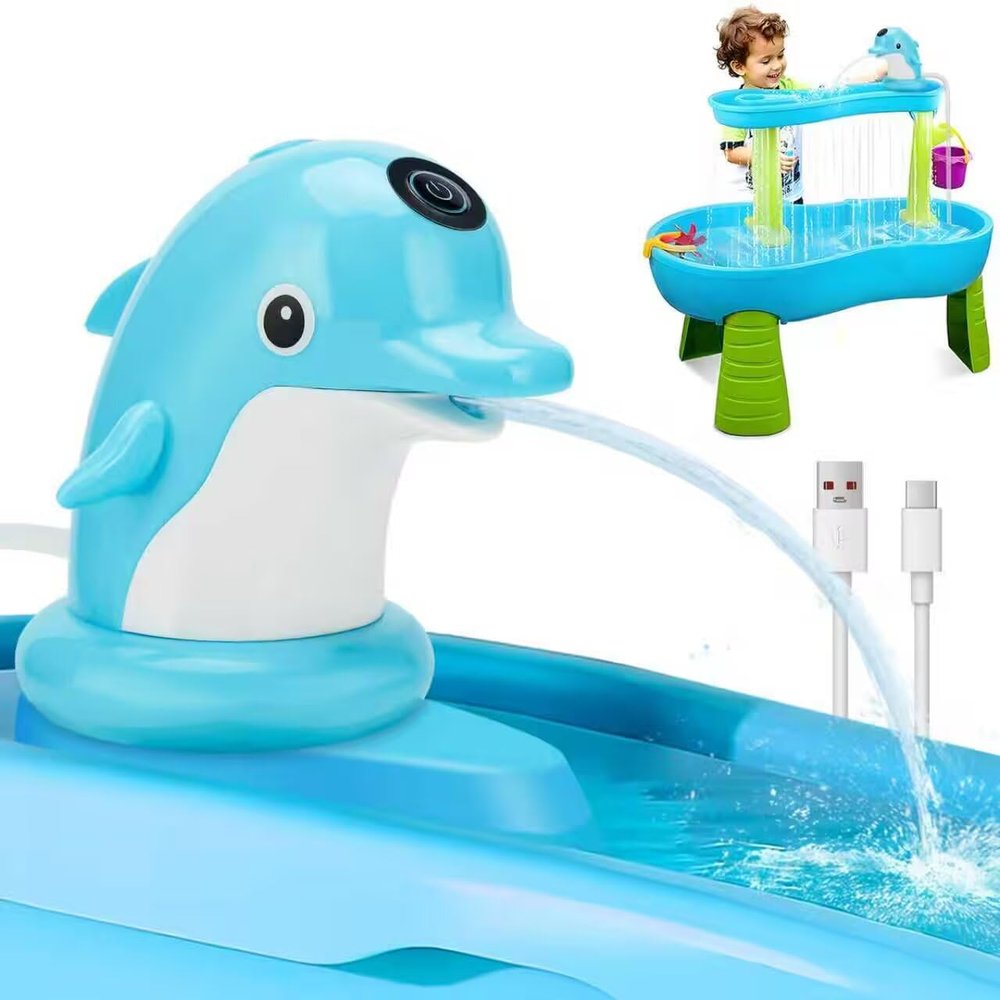 Ainibar Dolphin Water Table Pump - Rechargeable,3.5H Play,Easy Stick - On Install