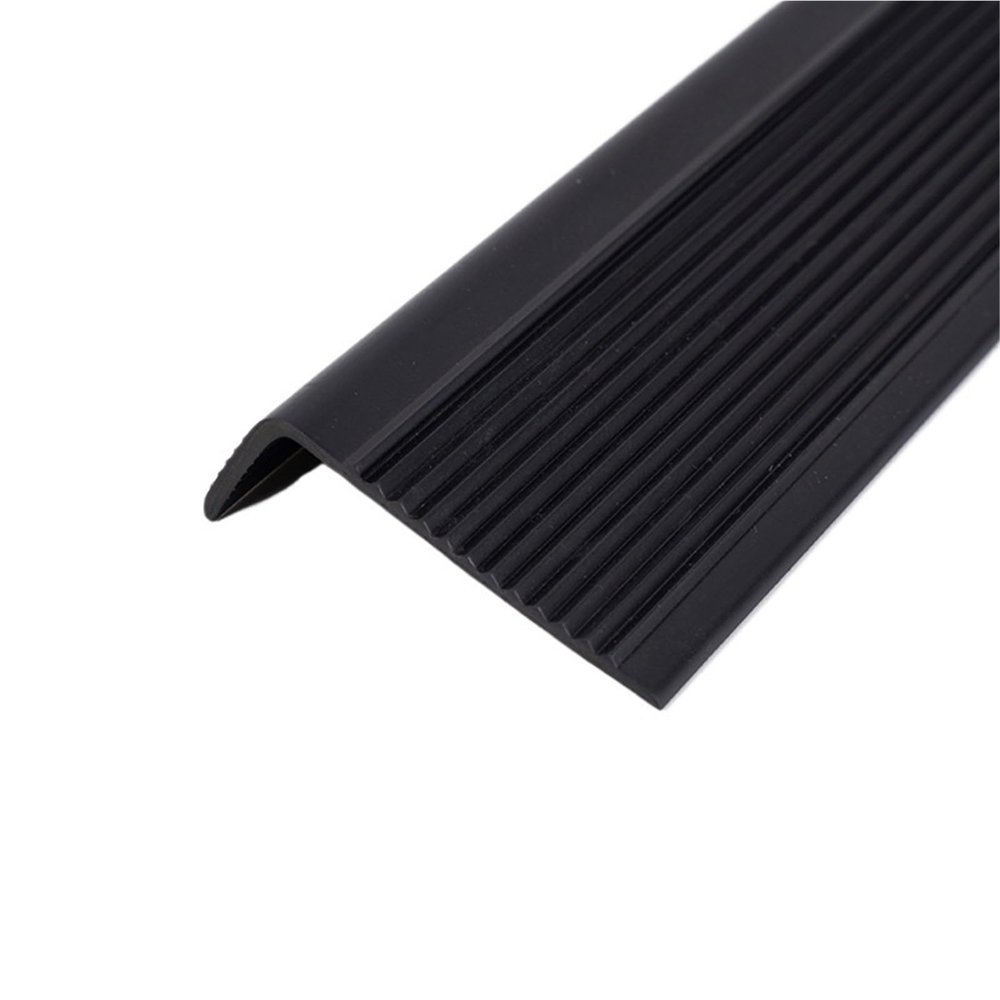 YUHYCOS 9.8/16.4/32.8FT Slip Stair Nosing Strip, Vinyl Edge Protector | Peel and Stick Molding Trim | Indoor and Outdoor, Non-Slip &(Black,16.4ft)