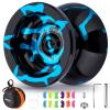 MAGICYOYO N11 Professional Unresponsive Yoyo for Advanced, Dual Mode Metal Trick Yo-Yo with Ressponsive Yoyo Bearing for Kids Beginner, Includes 12 Yo yo Strings, Bearings Kit & Carry Bag (Black Blue) view 1