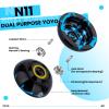 MAGICYOYO N11 Professional Unresponsive Yoyo for Advanced, Dual Mode Metal Trick Yo-Yo with Ressponsive Yoyo Bearing for Kids Beginner, Includes 12 Yo yo Strings, Bearings Kit & Carry Bag (Black Blue) view 4