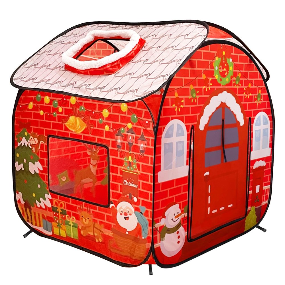Christmas Pop Up Play Tent for Kids, Christmas Themed Pop Up Playhouse Indoor Outdoor Folding Portable Play Tent for Boys and Girls