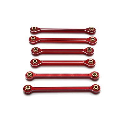 Compatible with MJX 10208 1/10 RC Monster Car Upgrade Parts Replacement Accessories Pull Rod Link Rod Steering Rod Set Red RC Car Parts