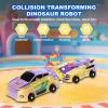 Aimery Collision Transforming Dinosaur Car Toy, 2 Magnetic Cars Convert into Dinosaur Toys,Dino Robot Toy, Boys Toys,Party Birthday for Kids (Yellow) view 2
