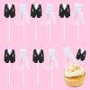 10Pcs White Tulle Dress & Black Tuxedo Cupcake Toppers, Bride Groom Cake Decorations for Bridal Shower, Wedding & Engagement Party Supplies view 1