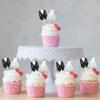 10Pcs White Tulle Dress & Black Tuxedo Cupcake Toppers, Bride Groom Cake Decorations for Bridal Shower, Wedding & Engagement Party Supplies view 3