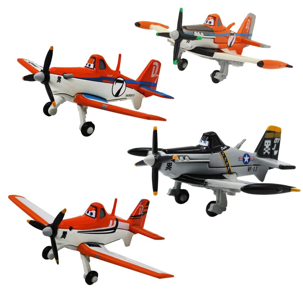 4 Pack Movie Planes No. 7 Dusty Metal Diecast Airplane Toy Set (4 Pack Dusty)
