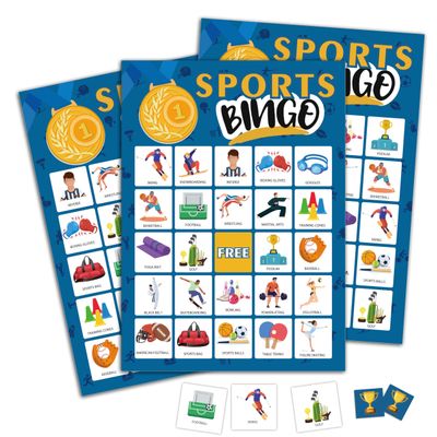 CTLHKY Sports Bingo Games Cards, Fun Party Game, Sports Party Decor, Bingo Sets for Adults Large Group, Ball Sport Theme Party Activity Supplies -A12