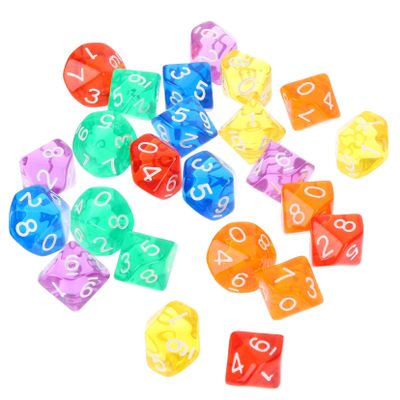 BESPORTBLE 3sets 24pcs Fancy Dice Set Sided Transparent Polyhedral Dice for Classroom Board Games Math Learning Includes 24pcs*3