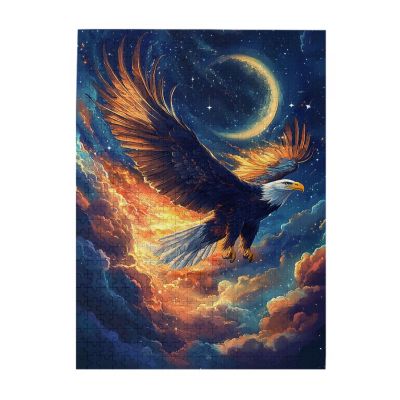CDSASHCA 500 Pieces of Adult Wooden Puzzle - Falcon's Silhouette Against Harvest Moonan Ideal Choice for Exercising brainpowercan Improve Intelligence and ObservationGifts for Family