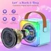 Mini Karaoke Machine for Kids Adults, TOP Toy Gift Bluetooth Karaoke Speaker with 2 Wireless Microphones, LED Party Lights, AUX/USB/TF- Christmas Birthday Gifts for Girls Boys Ages 3-12+, Blue view 3