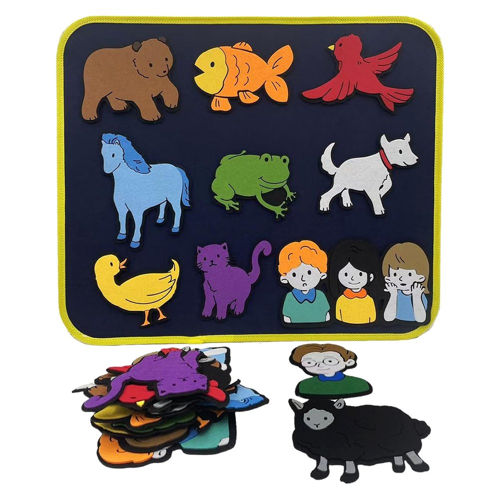 Qimihinoy Felt Story Board Set,Large Animals Felt Stroy Retelling Pieces for Toddlers,Preschool,Teachers, Speech, Therapy,Travel,Classroom (Brown Bear Brown Bear What can You See (11pcs))