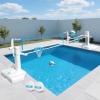 IGL Pool Volleyball Net & Pool Basketball Hoop 2 in 1, Height Adjustable Volleyball Net for Pool, Poolside Basketball Hoop with Fillable Base & Stand, Includes 4 Balls & Pump view 1