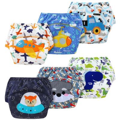 AUYAO Potty Training Underwear for Boys Girls 6 Packs, Cotton Mesh Absorbent Toilet Training Pants, Toddler Reusable Washable Leakproof Pee Pants, Baby Cute Soft Thick Panties, Kid Trainer Nappies