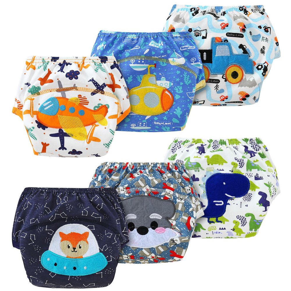 AUYAO Potty Training Underwear for Boys Girls 6 Packs, Cotton Mesh Absorbent Toilet Training Pants, Toddler Reusable Washable Leakproof Pee Pants, Baby Cute Soft Thick Panties, Kid Trainer Nappies