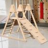 4-in-1 Indoor Play Gym for Kids, Foldable Wooden Playground Gym Playset with Baby Swing, Slide, Climbing Wall, Natural Wood Play & Swing Sets for Toddlers (Natural Wood, 4-in-1) view 2