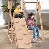4-in-1 Indoor Play Gym for Kids, Foldable Wooden Playground Gym Playset with Baby Swing, Slide, Climbing Wall, Natural Wood Play & Swing Sets for Toddlers (Natural Wood, 4-in-1) view 4