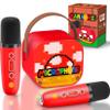 Pixel Super Bro Birthday Party Decoration Toys mini Karaoke Machine for Kids Boys Toys Age 4-6 Toys for Boys Birthday Gifts for 4 5 6 7 8 9 10 Years Old Boy Toys Age 6-8 with 2 Microphones view 1