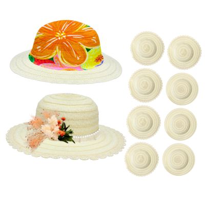 BESPORTBLE 8Pcs DIY Plain Straw Hats for Crafts Blank Painting Sun Hats for Boys for Arts Crafts Projects Parties Beach Activities and School Fun