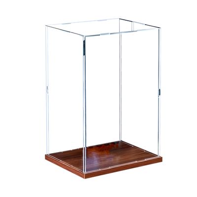12mm high Wood Grain Display Boxs, countertop Display Box, Figure Model dust Boxs, Art Collection Box, Exquisite high-end Transparent (6x12x4in(LxWxH))