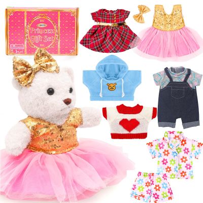 Bear Clothes Outfit with a Bear Doll, Fit Most 12-16 Inch Bears Stuffed Clothes Pajamas Plushy for Stuffed Bear