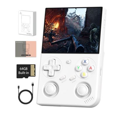 RG35XX Pro Handheld Game Consoles RG35XXPro Retro Gaming Console with 64GB Card 4353 Games Video Game Console Linux 64 Portable Pocket Arcade Support 30+ Simulators WiFi Bluetooth HD Output White