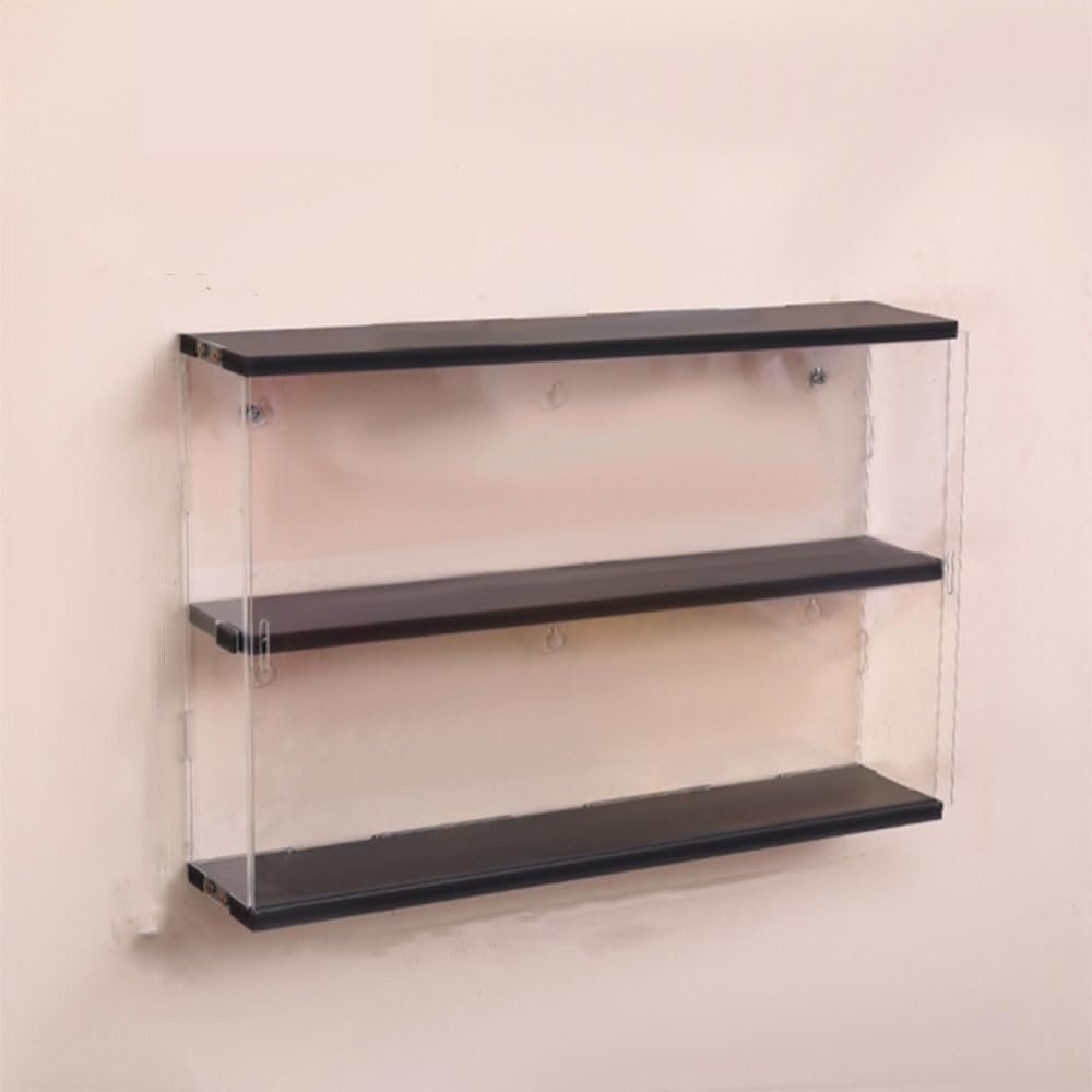 AKIQKPX Wall-mountable Figure Display Case, Display Cases for Collectibles, Multi-Layer Acrylic Display Case, Display Cabinet with Sliding Doors for Action Figure(2 Tier,55cm-21.7in)