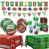 173PCS Football Party Supplies Kit for 24 Guests - Football Birthday Party Supplies with Paper Plate Napkin Big Cup Cutlery Banners Touchdown Tablecloth Tailgate Party Decorations(B) view 1