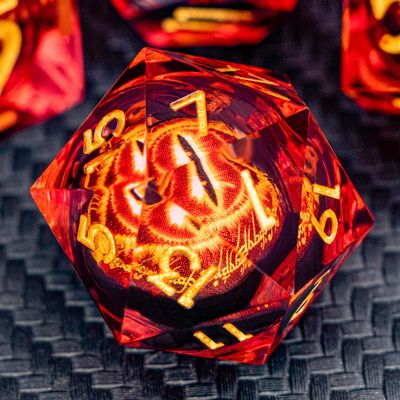 ARUOHHA DND Resin Dice Gazes Eye Dice Liquid Core Flaming RPG Sharp Edged Dice Set with Gift Box, Polyhedral D and D Dice Set Compatible with Dungeons Dragons Role Playing Game D20 D12 D10 D8 D6
