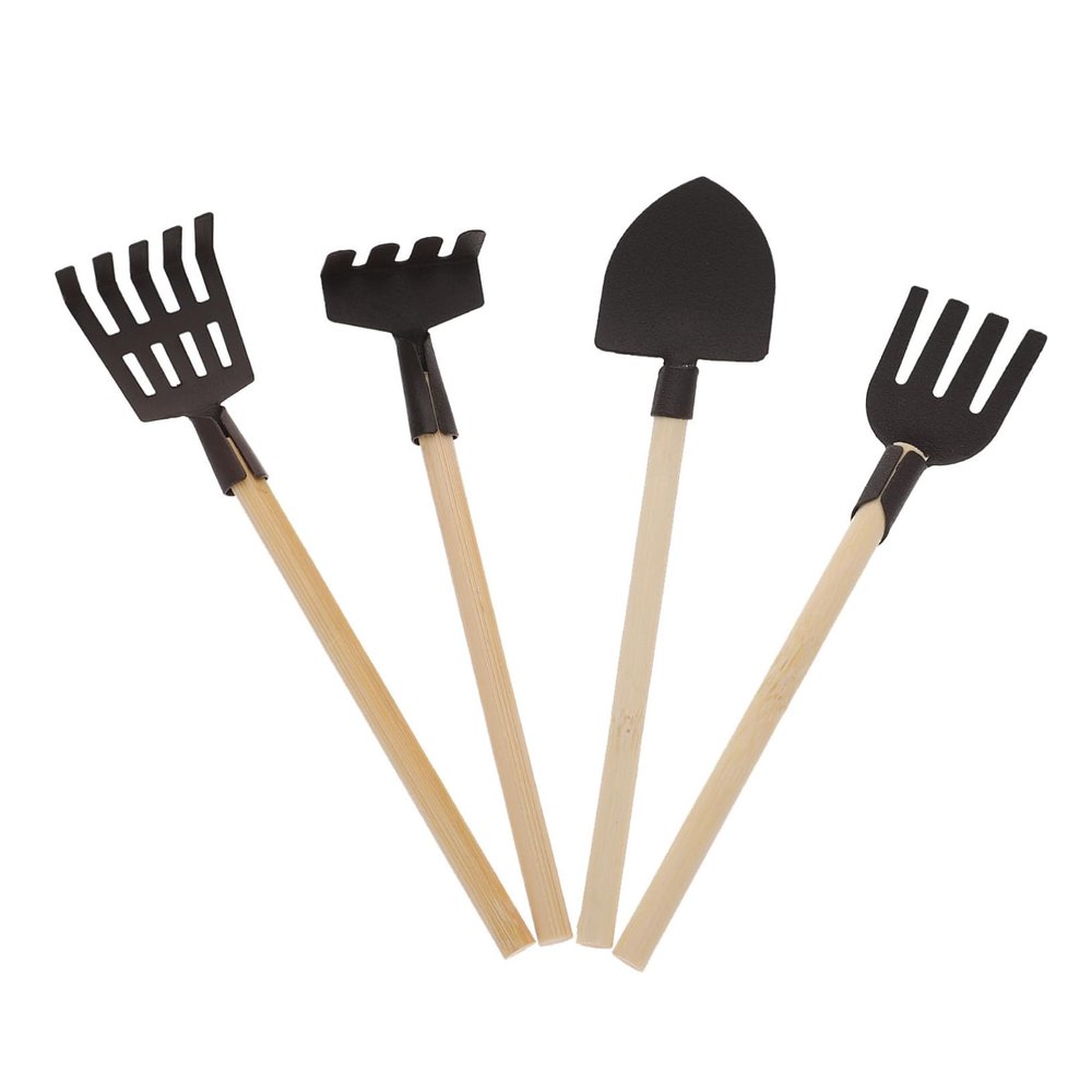 ToysCentral Basics 4Pcs Mini Gardening Tools for Shovel and Pitch Fork for Dollhouse Garden Play for Outdoor Activities and Creative Imagination