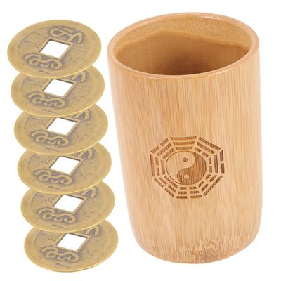BESPORTBLE Bamboo Divination Tool Set for I Ching Study Chinese Fortune Telling Accessories Copper Coins for Feng Shui and Divination Practices