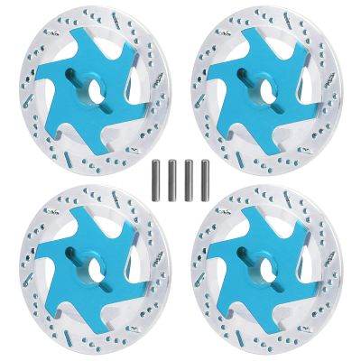 Jinlorion 4pcs Aluminum Alloy CNC Simulated Brake Disc Set, Lightweight and Durably Accessory for 1:10 RC Car, to Install, Replace Old or Damaged Ones, Size and Shape, (Blue)