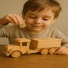 Dekohelden24 Sustainable Mobile Wood Money Box, Money Box as Lorry, Nostalgic Lorry Money Box, Children's Money Box, Lorry, Economy Transporter, Nostalgia Truck Made of Beech Wood, L/W/H 25 x 8 x 9 cm view 2